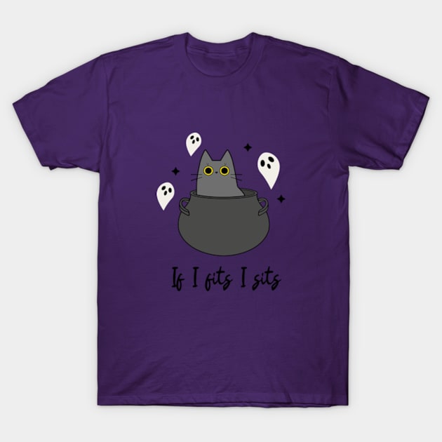 Witch cauldron cat T-Shirt by Kaktus Tees